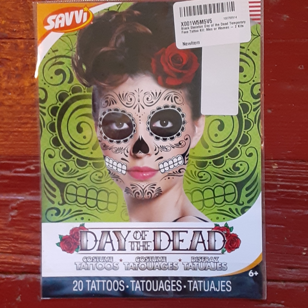 NEW Day Of The Dead Temporary Face Tatoos
